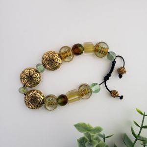 Boho Handcrafted Brass & Glass Beaded Bracelet
